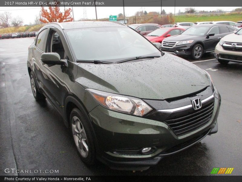 Misty Green Pearl / Black 2017 Honda HR-V EX-L AWD