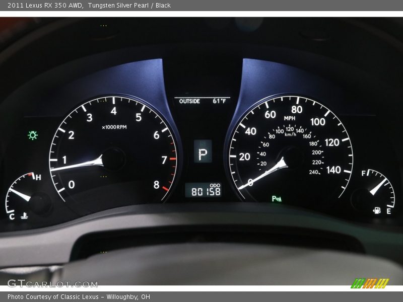 Tungsten Silver Pearl / Black 2011 Lexus RX 350 AWD