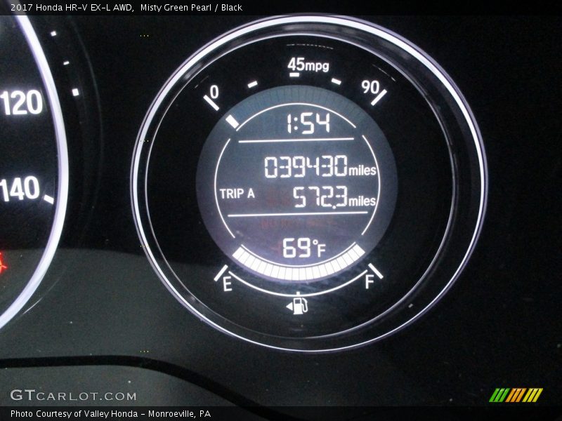 Misty Green Pearl / Black 2017 Honda HR-V EX-L AWD