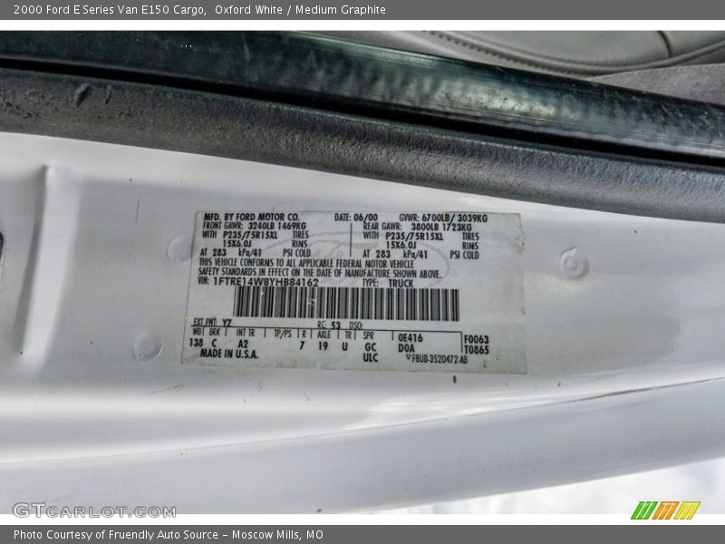 Oxford White / Medium Graphite 2000 Ford E Series Van E150 Cargo