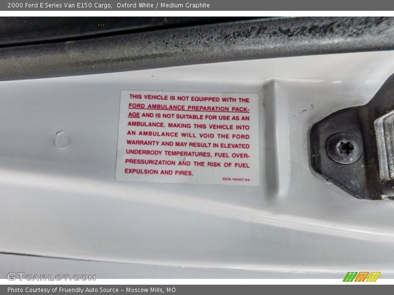 Oxford White / Medium Graphite 2000 Ford E Series Van E150 Cargo
