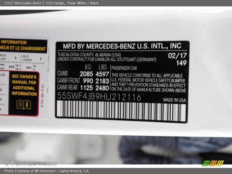 Polar White / Black 2017 Mercedes-Benz C 300 Sedan