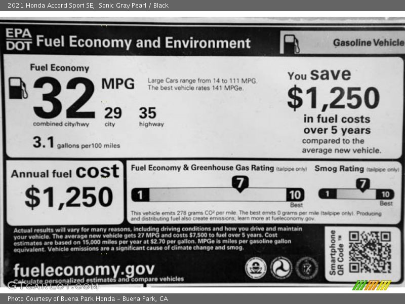 Sonic Gray Pearl / Black 2021 Honda Accord Sport SE