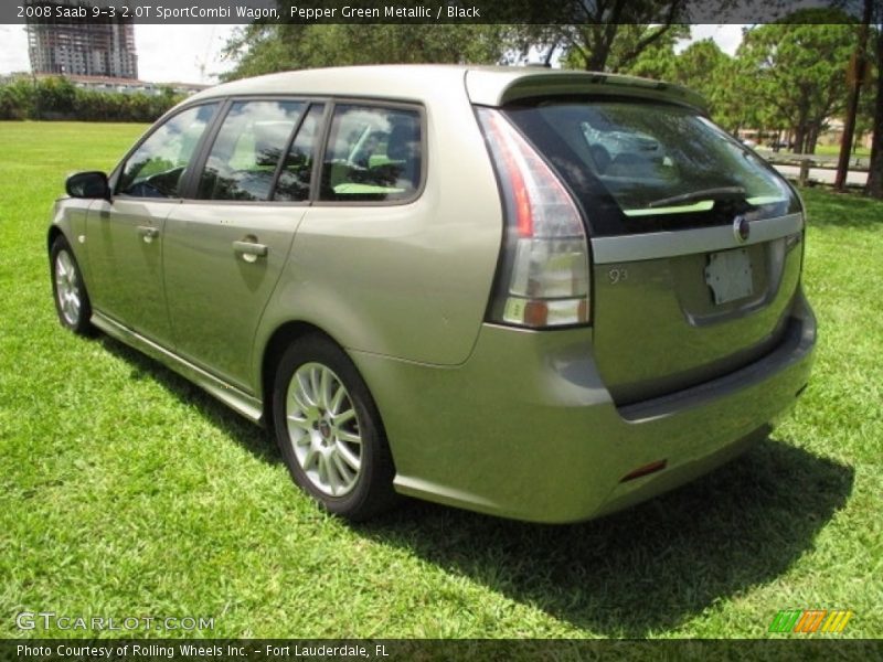 Pepper Green Metallic / Black 2008 Saab 9-3 2.0T SportCombi Wagon