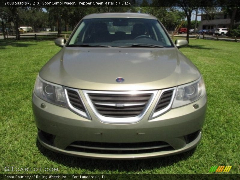 Pepper Green Metallic / Black 2008 Saab 9-3 2.0T SportCombi Wagon