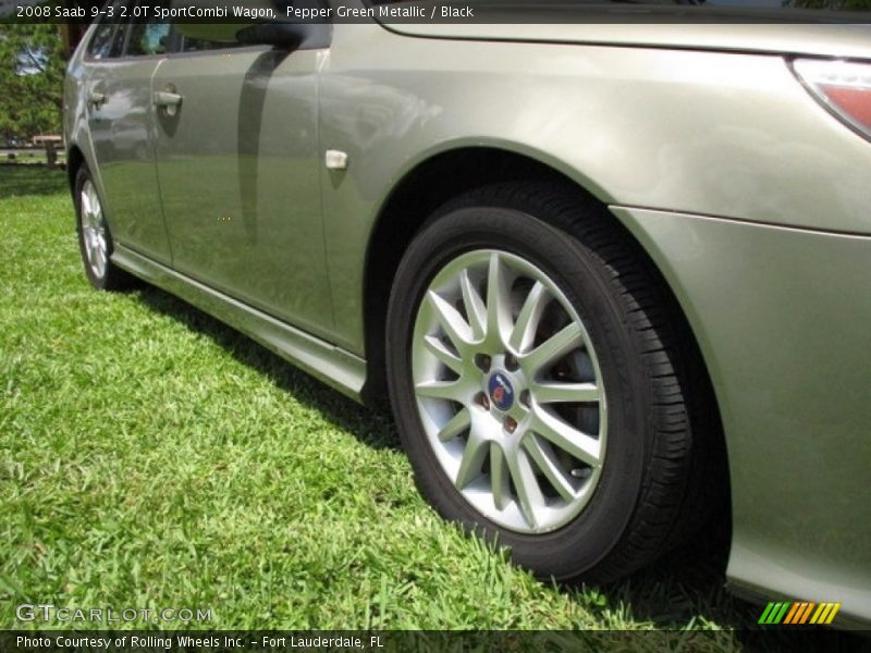 Pepper Green Metallic / Black 2008 Saab 9-3 2.0T SportCombi Wagon