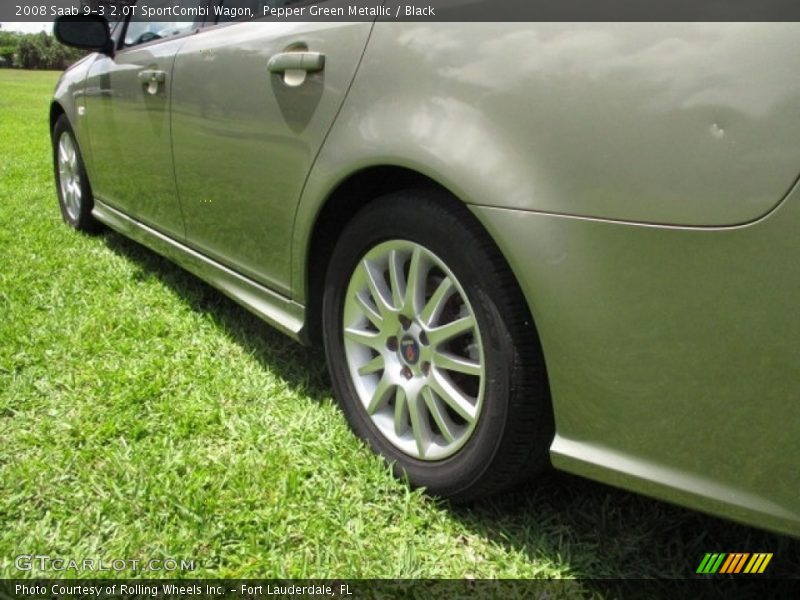 Pepper Green Metallic / Black 2008 Saab 9-3 2.0T SportCombi Wagon