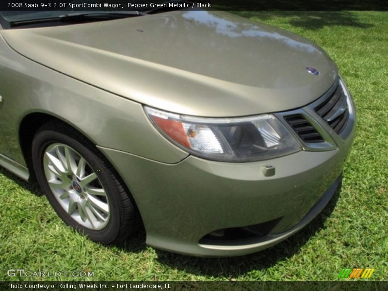 Pepper Green Metallic / Black 2008 Saab 9-3 2.0T SportCombi Wagon