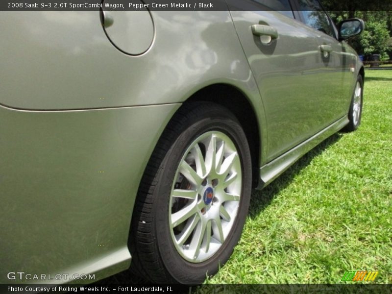 Pepper Green Metallic / Black 2008 Saab 9-3 2.0T SportCombi Wagon