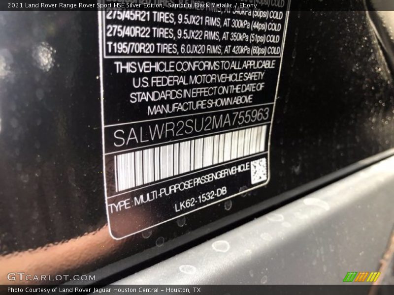 Santorini Black Metallic / Ebony 2021 Land Rover Range Rover Sport HSE Silver Edition