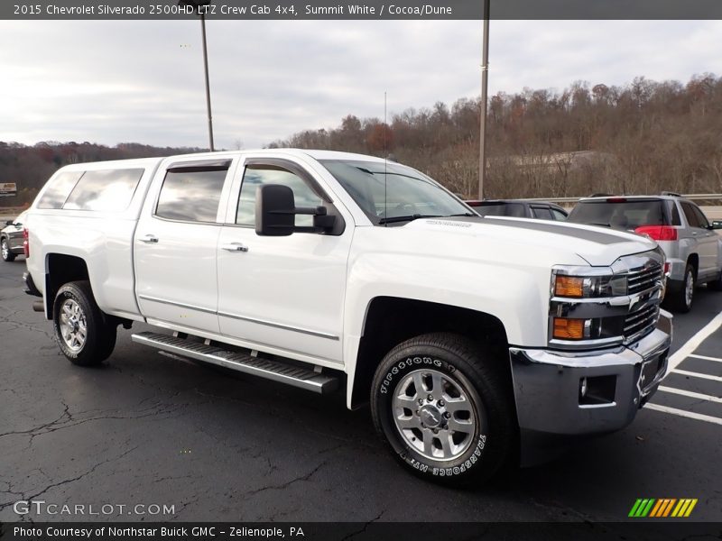 Summit White / Cocoa/Dune 2015 Chevrolet Silverado 2500HD LTZ Crew Cab 4x4