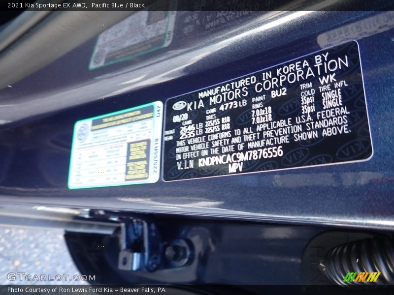 Pacific Blue / Black 2021 Kia Sportage EX AWD