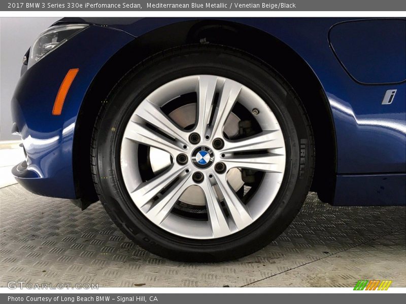 Mediterranean Blue Metallic / Venetian Beige/Black 2017 BMW 3 Series 330e iPerfomance Sedan