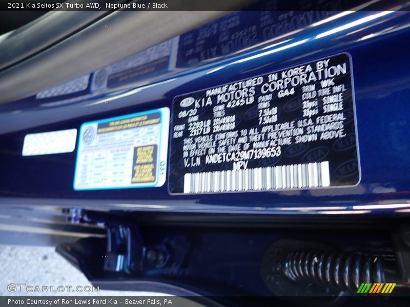 Neptune Blue / Black 2021 Kia Seltos SX Turbo AWD