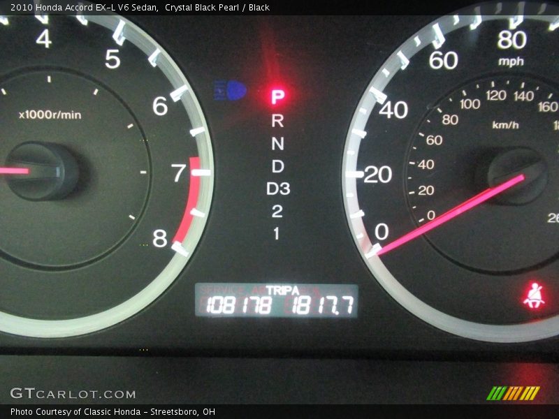 Crystal Black Pearl / Black 2010 Honda Accord EX-L V6 Sedan