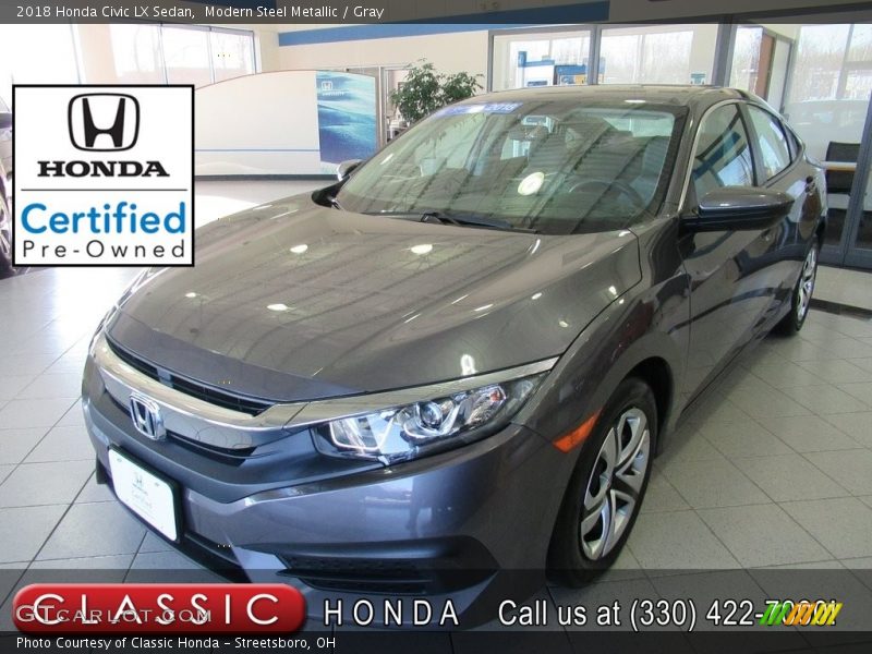 Modern Steel Metallic / Gray 2018 Honda Civic LX Sedan