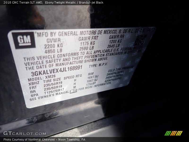 Ebony Twilight Metallic / Brandy/­Jet Black 2018 GMC Terrain SLT AWD