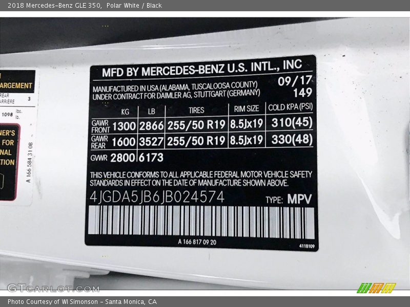 Polar White / Black 2018 Mercedes-Benz GLE 350