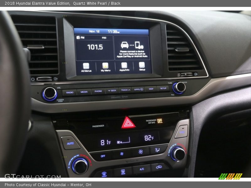 Quartz White Pearl / Black 2018 Hyundai Elantra Value Edition
