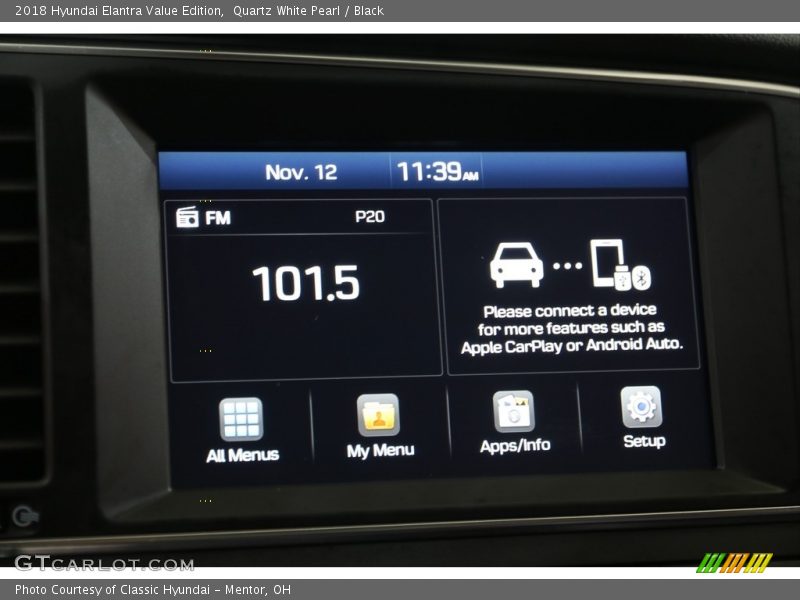 Quartz White Pearl / Black 2018 Hyundai Elantra Value Edition