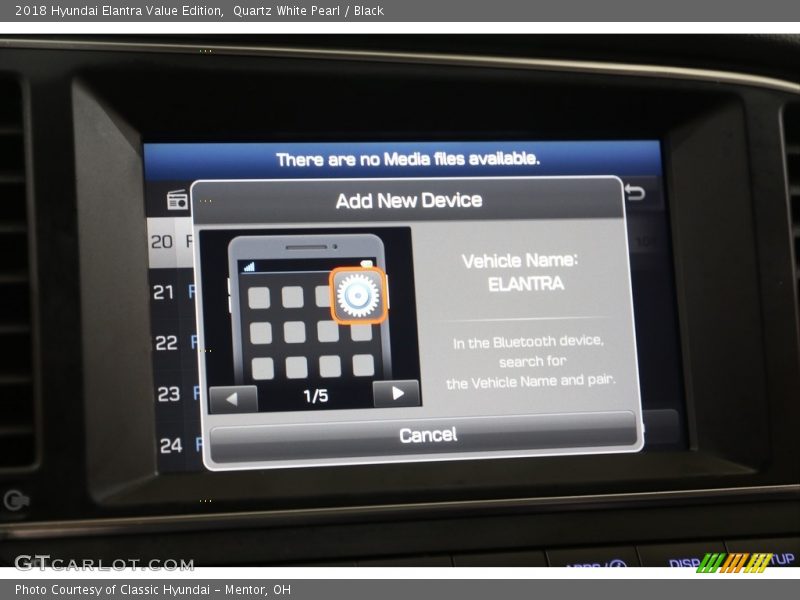 Quartz White Pearl / Black 2018 Hyundai Elantra Value Edition