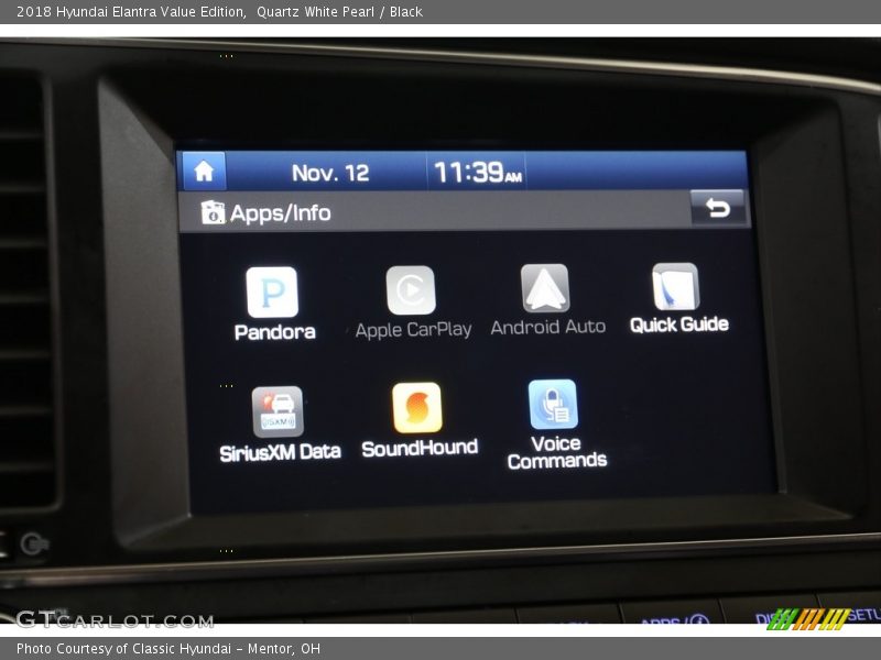 Quartz White Pearl / Black 2018 Hyundai Elantra Value Edition