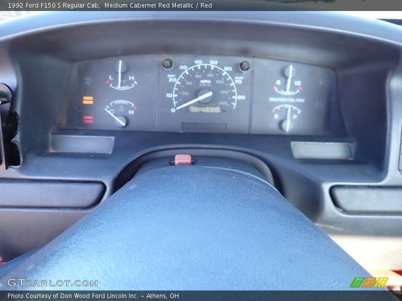 Medium Cabernet Red Metallic / Red 1992 Ford F150 S Regular Cab