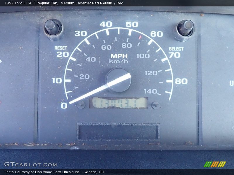 Medium Cabernet Red Metallic / Red 1992 Ford F150 S Regular Cab