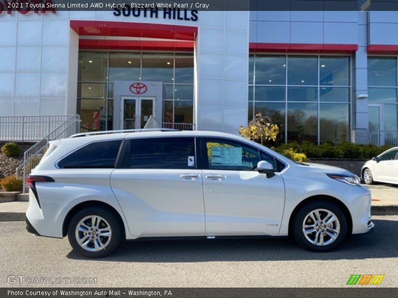 Blizzard White Pearl / Gray 2021 Toyota Sienna Limited AWD Hybrid