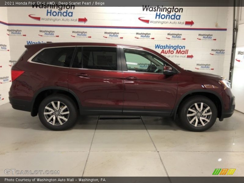 Deep Scarlet Pearl / Beige 2021 Honda Pilot EX-L AWD