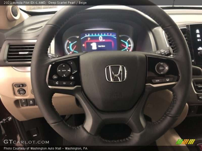 Deep Scarlet Pearl / Beige 2021 Honda Pilot EX-L AWD