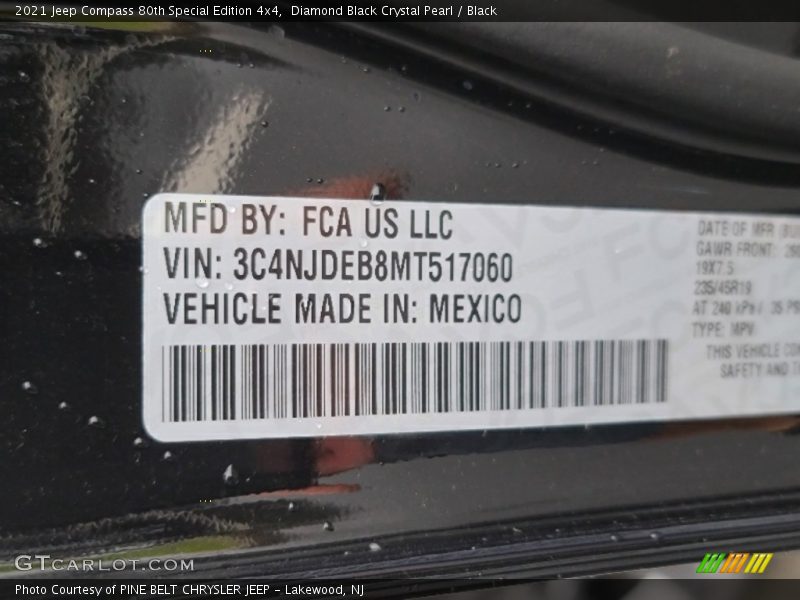 Diamond Black Crystal Pearl / Black 2021 Jeep Compass 80th Special Edition 4x4