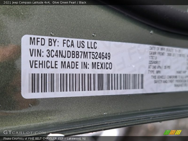 Olive Green Pearl / Black 2021 Jeep Compass Latitude 4x4