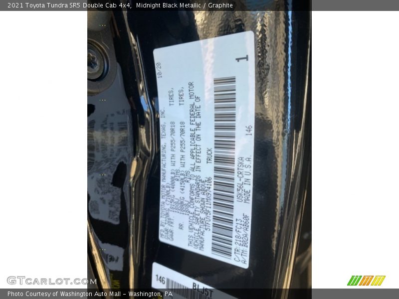 Midnight Black Metallic / Graphite 2021 Toyota Tundra SR5 Double Cab 4x4