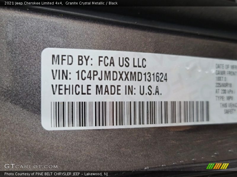 Granite Crystal Metallic / Black 2021 Jeep Cherokee Limited 4x4