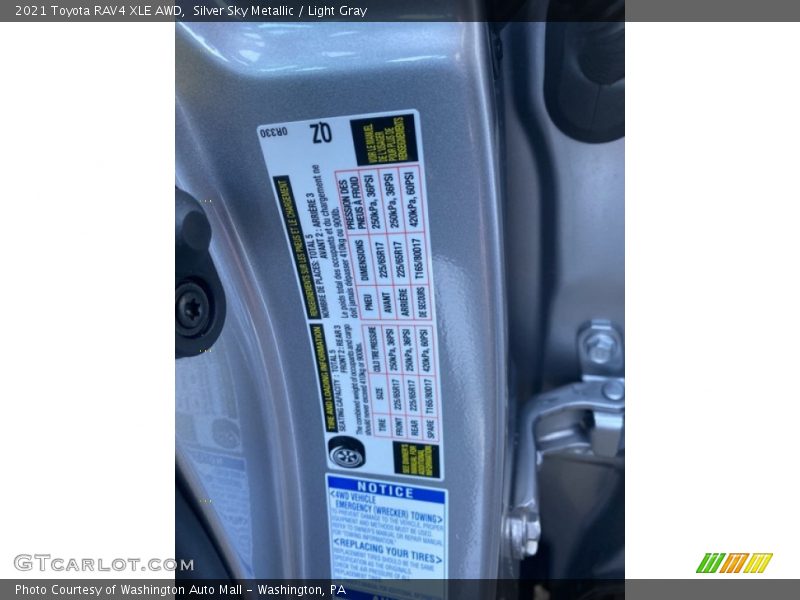 Silver Sky Metallic / Light Gray 2021 Toyota RAV4 XLE AWD
