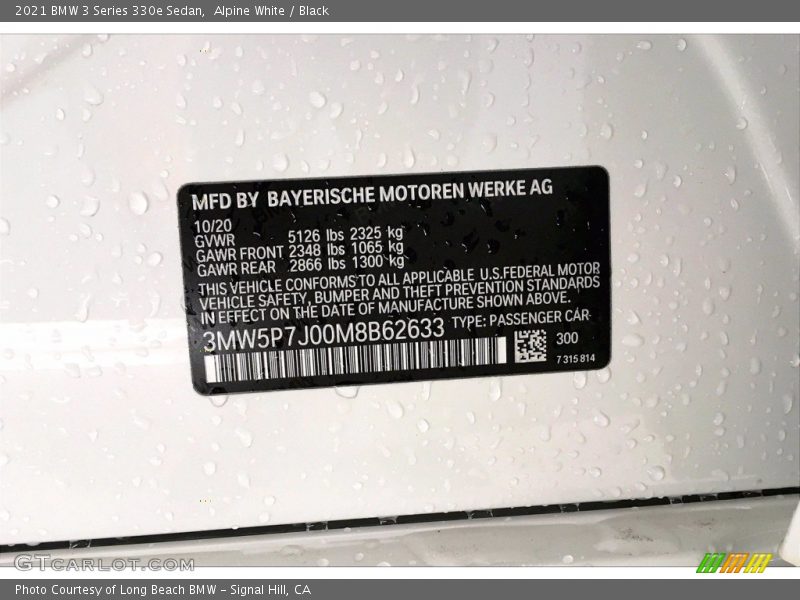 Alpine White / Black 2021 BMW 3 Series 330e Sedan