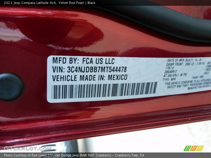 Velvet Red Pearl / Black 2021 Jeep Compass Latitude 4x4