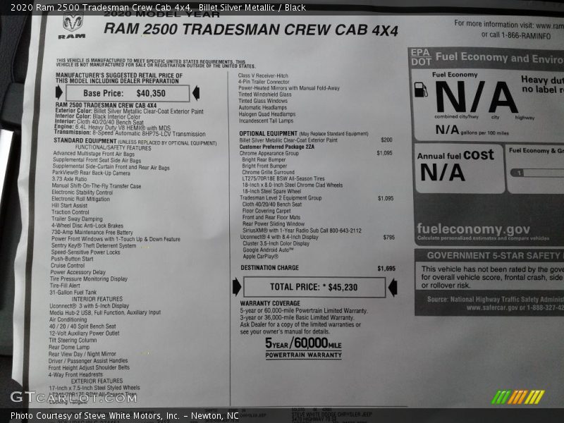 Billet Silver Metallic / Black 2020 Ram 2500 Tradesman Crew Cab 4x4