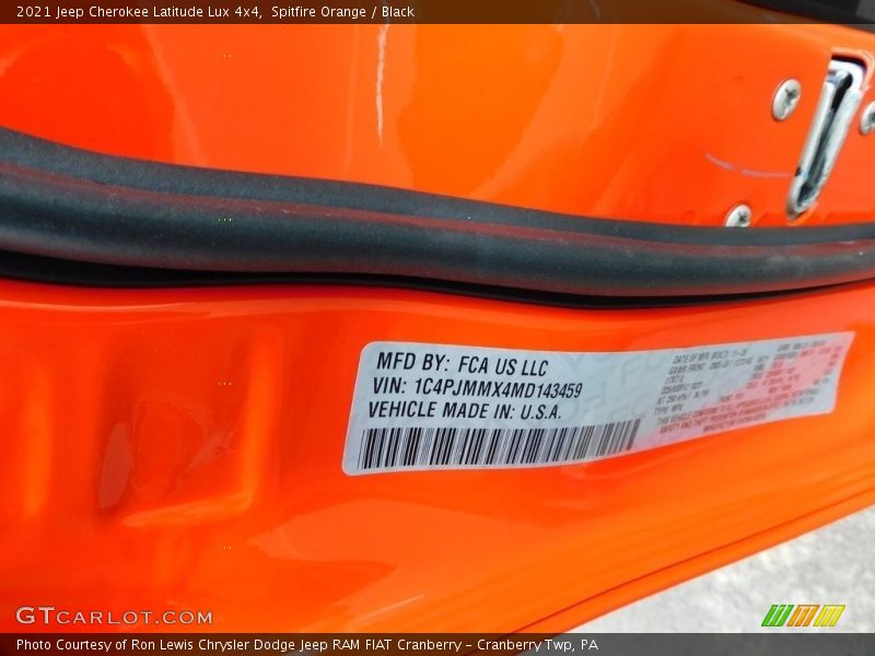 Spitfire Orange / Black 2021 Jeep Cherokee Latitude Lux 4x4