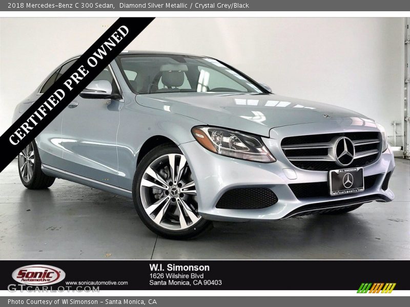 Diamond Silver Metallic / Crystal Grey/Black 2018 Mercedes-Benz C 300 Sedan
