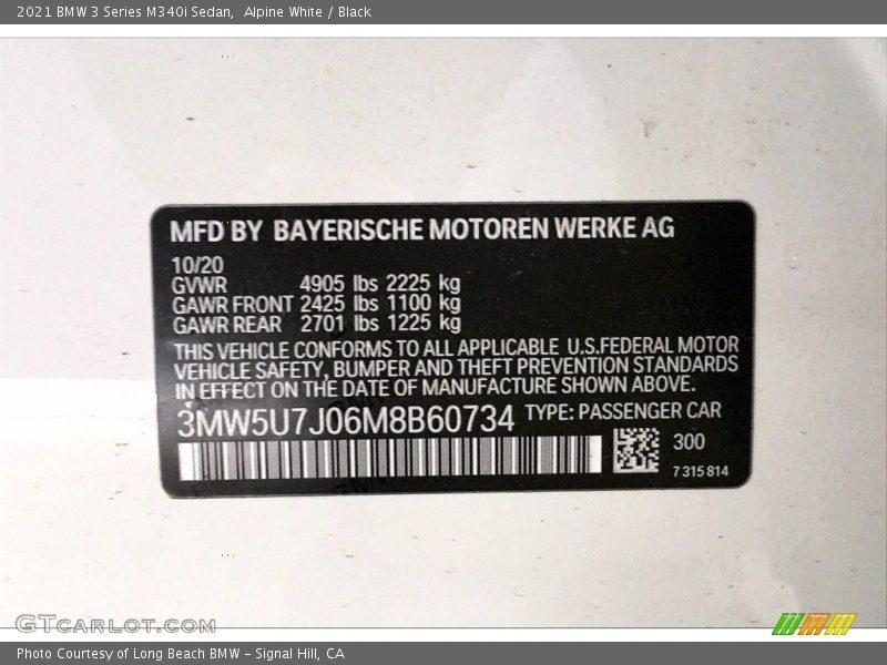 Alpine White / Black 2021 BMW 3 Series M340i Sedan