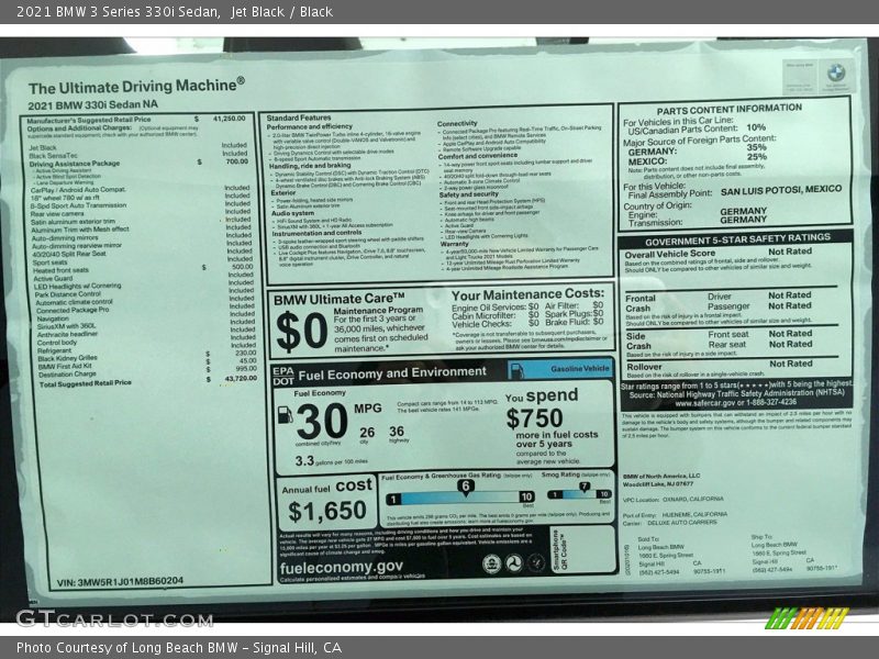 Jet Black / Black 2021 BMW 3 Series 330i Sedan