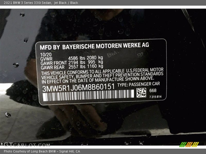 Jet Black / Black 2021 BMW 3 Series 330i Sedan