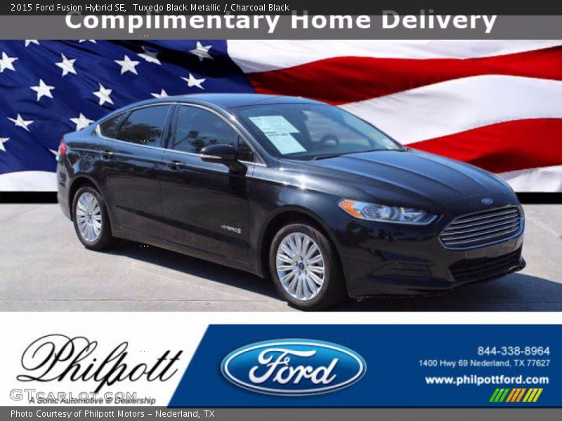 Tuxedo Black Metallic / Charcoal Black 2015 Ford Fusion Hybrid SE