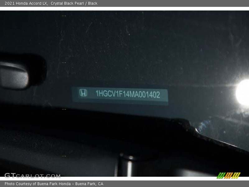Crystal Black Pearl / Black 2021 Honda Accord LX