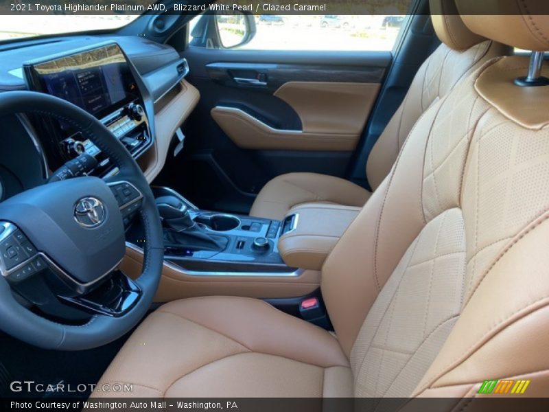 Blizzard White Pearl / Glazed Caramel 2021 Toyota Highlander Platinum AWD