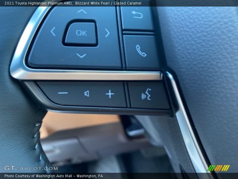 Blizzard White Pearl / Glazed Caramel 2021 Toyota Highlander Platinum AWD