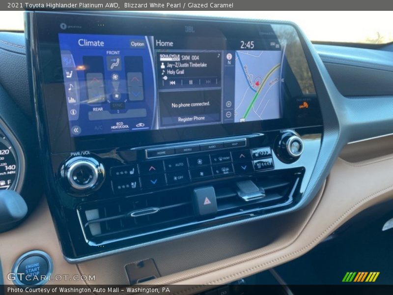 Blizzard White Pearl / Glazed Caramel 2021 Toyota Highlander Platinum AWD