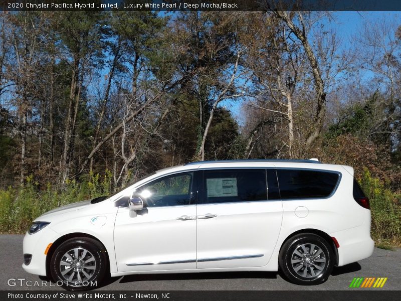 Luxury White Pearl / Deep Mocha/Black 2020 Chrysler Pacifica Hybrid Limited
